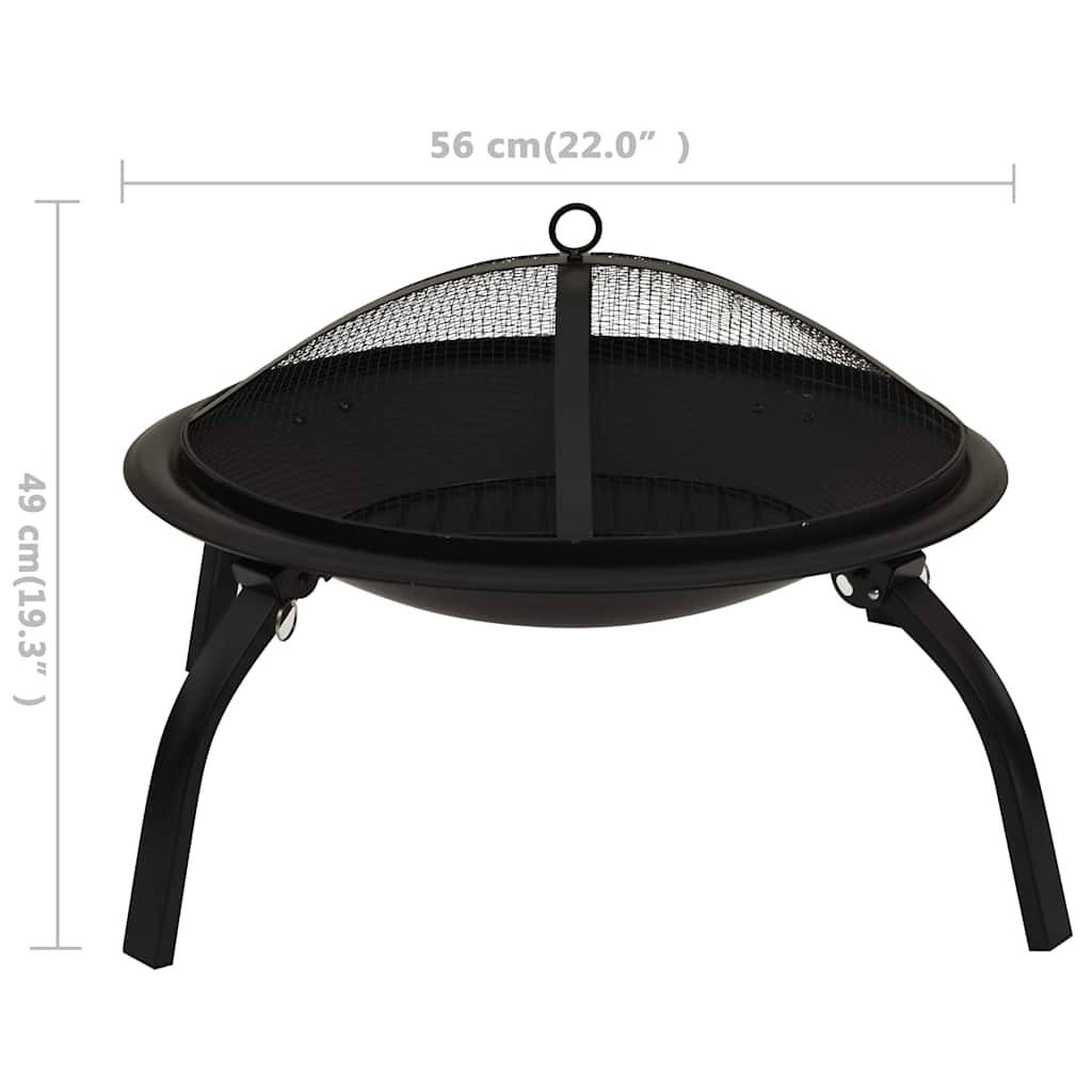ComfortXL - Brasero Barbecue 2-en-1 Acier avec Tisonnier et Grille pour Jardin Pliable Noir – ComfortXL Outdoor Living - Image 10
