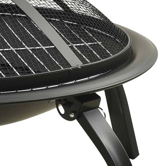 ComfortXL - Brasero Barbecue 2-en-1 Acier avec Tisonnier et Grille pour Jardin Pliable Noir – ComfortXL Outdoor Living - Image 6