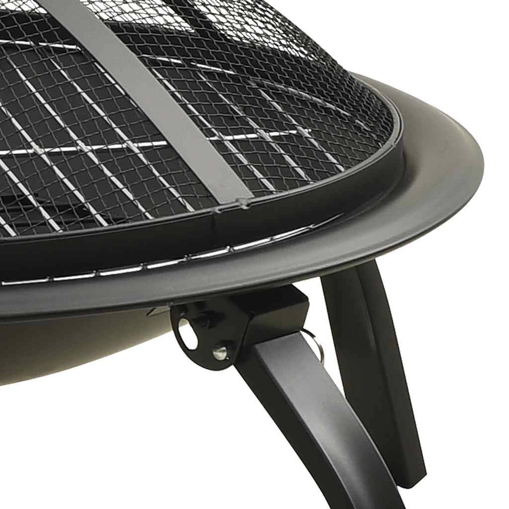 ComfortXL - Brasero Barbecue 2-en-1 Acier avec Tisonnier et Grille pour Jardin Pliable Noir – ComfortXL Outdoor Living - Image 6