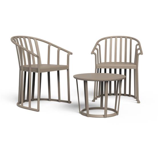 Fauteuils et table Raff Resol plastique beige (Lot de 2+1) - Image 1