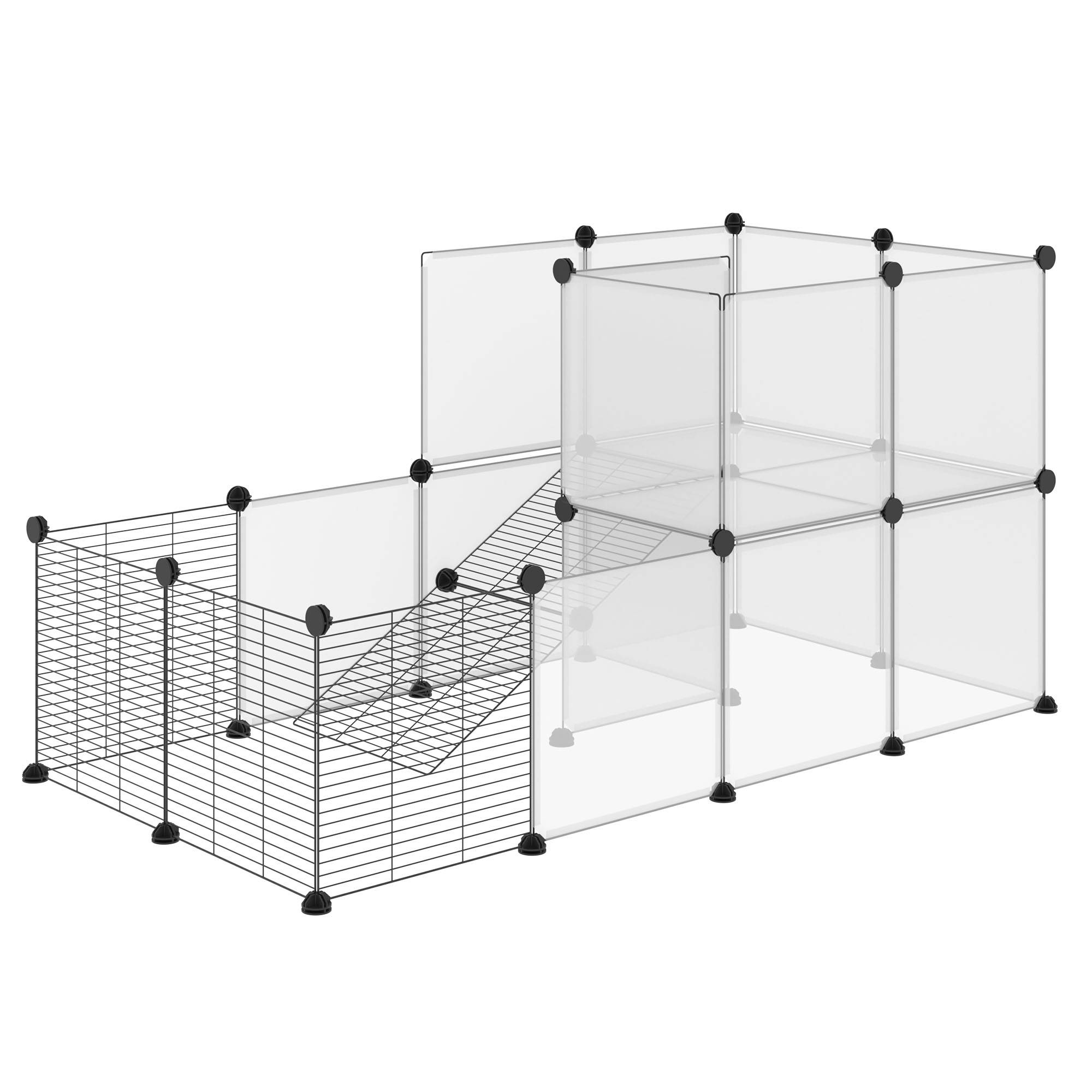 Enclos Lapin Modulaire Acier Animaux Panneaux Transparents 140x70x70cm - ComfortXL Outdoor Living - Image 2