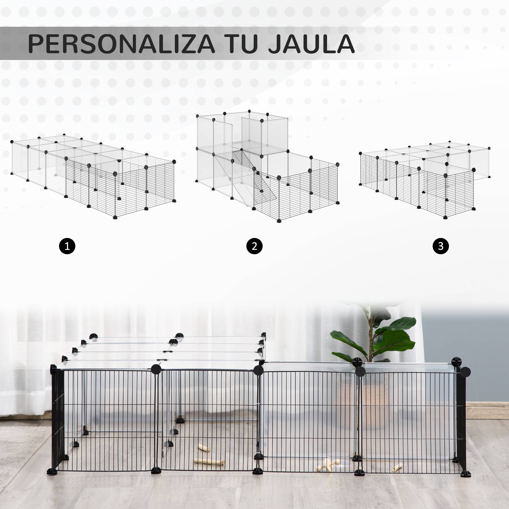 Enclos Lapin Modulaire Acier Animaux Panneaux Transparents 140x70x70cm - ComfortXL Outdoor Living - Image 6