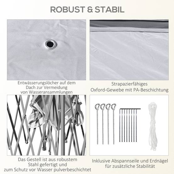 Tonnelle pliante métal et tissu gris 330 x 330 x 288 cm - PANGIVO - Image 9