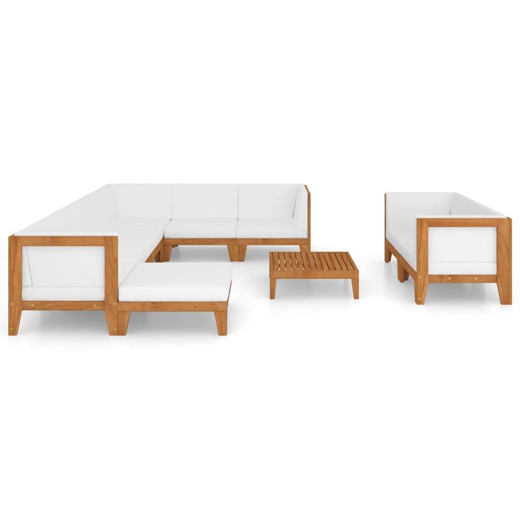 Helloshop26 - Salon de jardin meuble d'extérieur ensemble de mobilier 10 pièces avec coussins bois d'acacia solide - Image 1