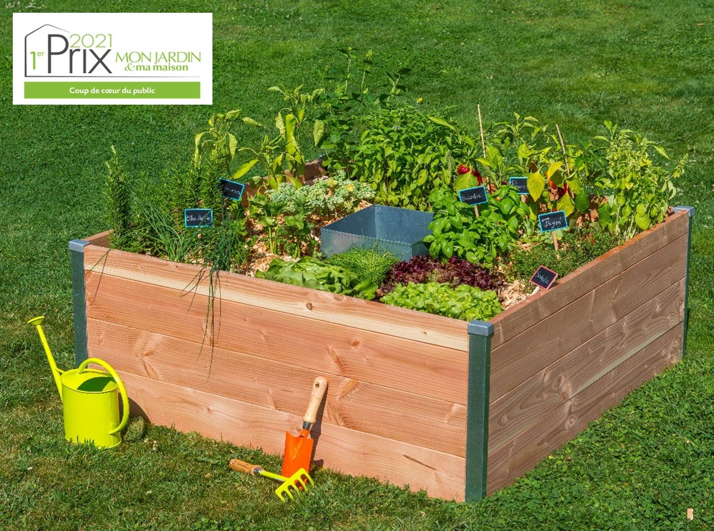 Mon Petit Potager - Carré Potager avec composteur intégré - Bois Douglas non traité -  120 x 115 x H40 - mon PETIT POTAGER - Image 2