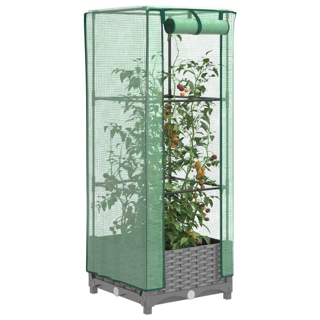 Mini Serre Carrée Compacte sur Pieds pour Herbes Aromatiques avec Bâche de Croissance Gris 40 cm – ComfortXL Outdoor Living - Image 1