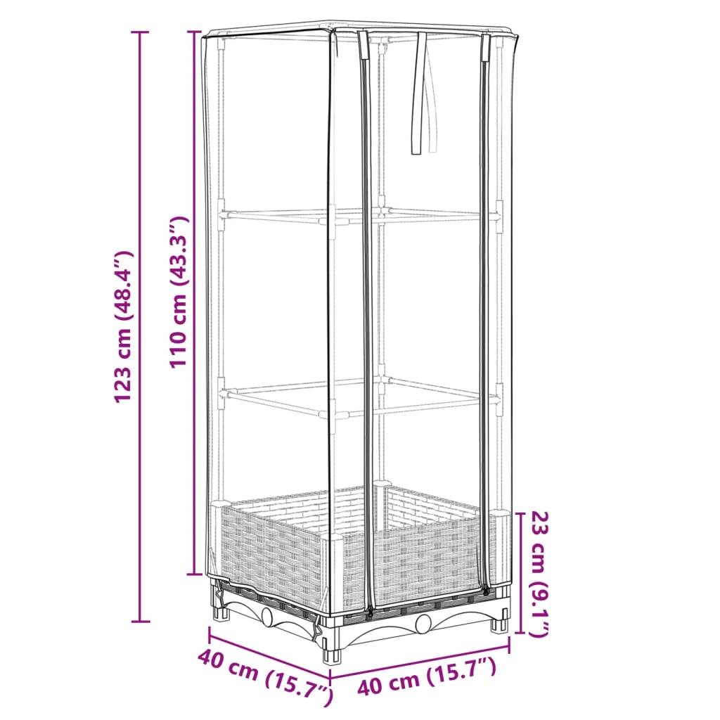 Mini Serre Carrée Compacte sur Pieds pour Herbes Aromatiques avec Bâche de Croissance Gris 40 cm – ComfortXL Outdoor Living - Image 9