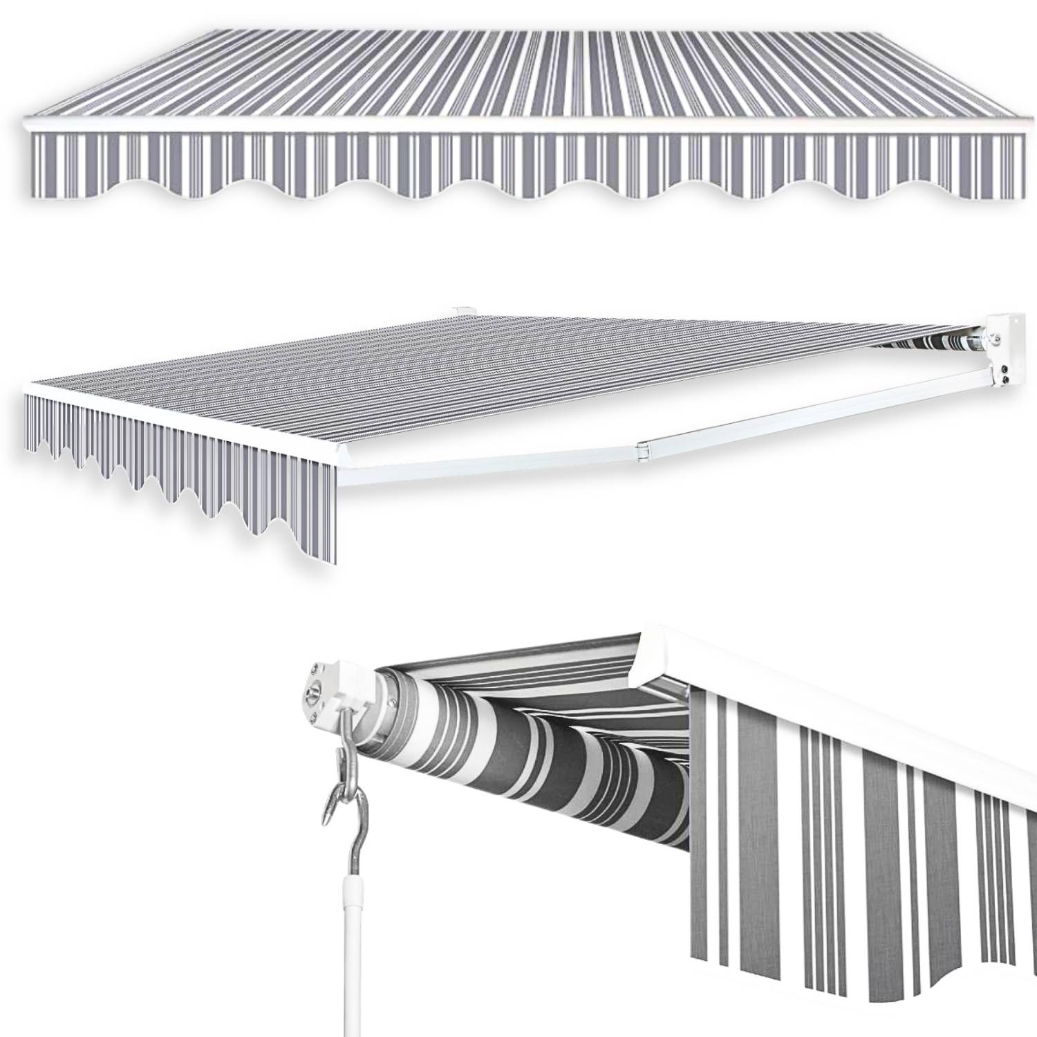 Store banne manuel 3.95 x 3 m Unité Rayé - Image 1
