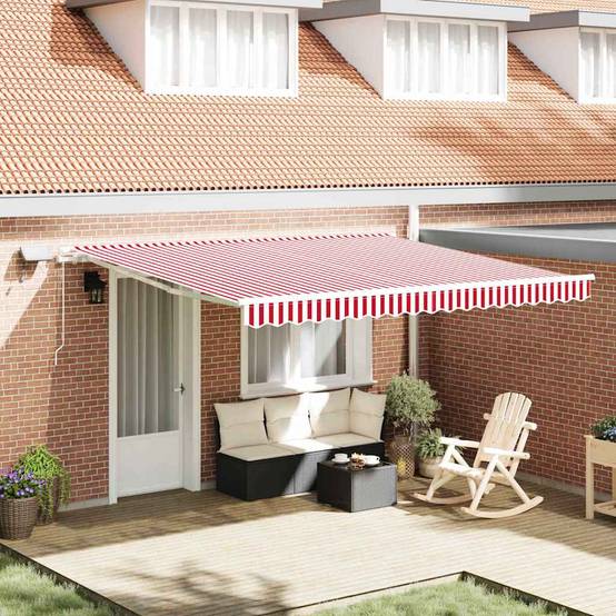 Vidaxl - Auvent rétractable Rouge et Blanc 400 × 300 cm vidaXL 3330752 - Image 1