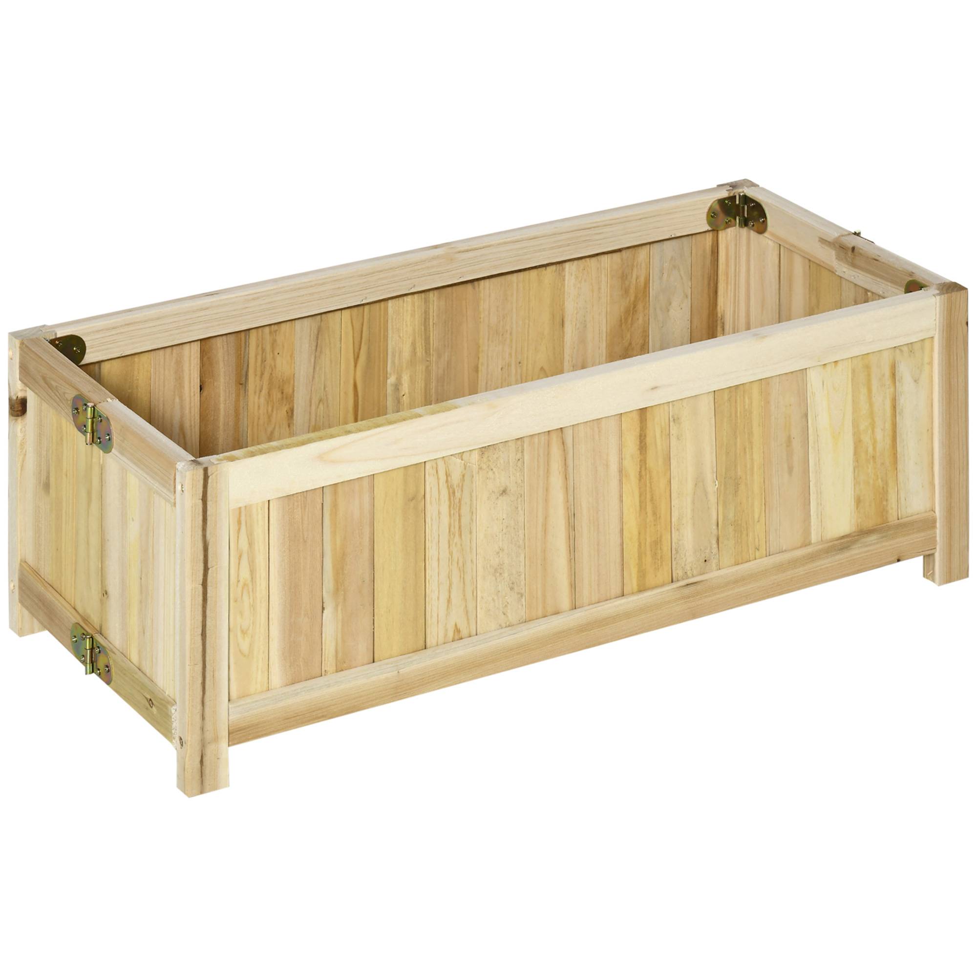 Sans Marque - Jardinière sur Pied Pliable bac à Fleurs dim. 70L x 30l x 25H cm Corps Aspect Lattes Bois Sapin pré-huilé - Image 2