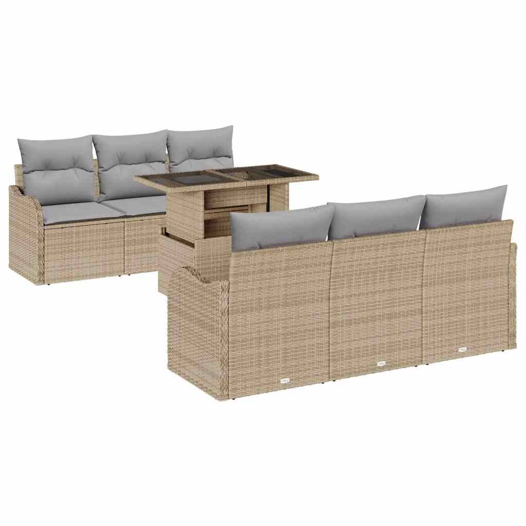Vidaxl - Ensemble de canapé de jardin 7 pcs Beige Poly rotin vidaXL 3348386 - Image 2