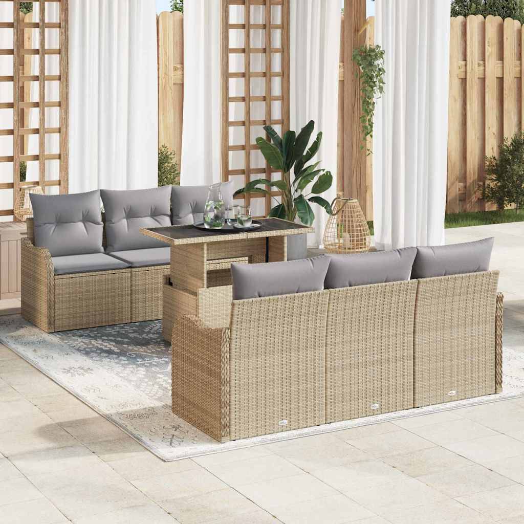 Vidaxl - Ensemble de canapé de jardin 7 pcs Beige Poly rotin vidaXL 3348386 - Image 1