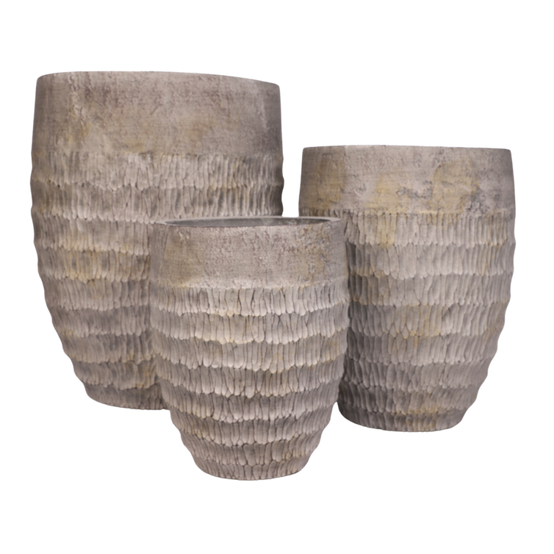 ~ 3 Cache-pots grandes tailles plante extérieur béton gris 34-43-54cm Chemin de campagne - Image 1