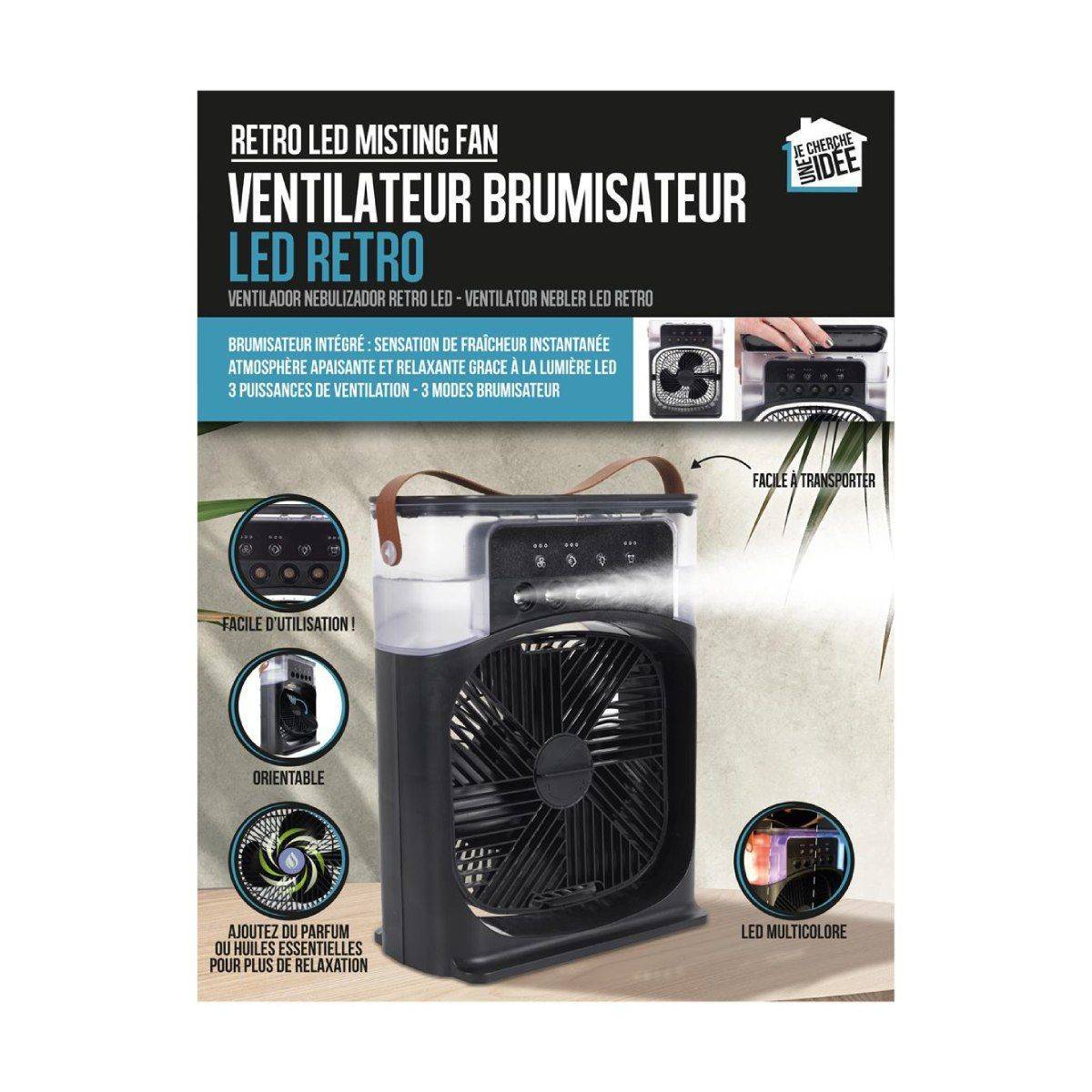 The Home Deco Factory - Ventilateur Brumisateur Led "Retro" 30cm Noir - Image 6