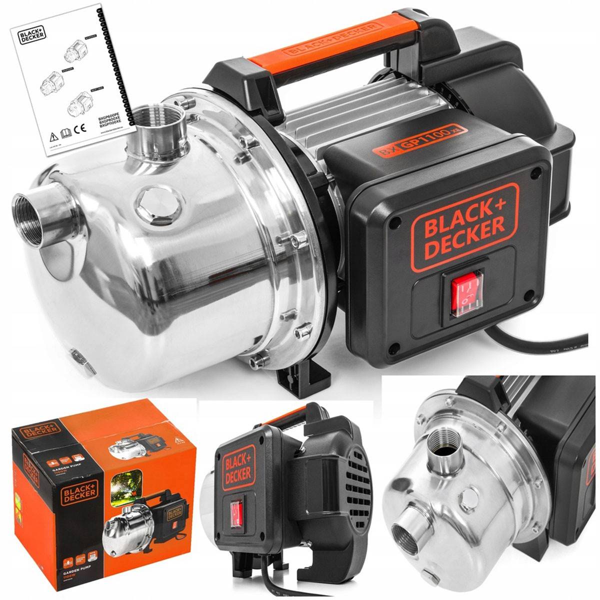Pompe d'arrosage auto-amorçante eaux claires 1100W 4.5 bar 230V Moteur induction BLACK & DECKER - Image 2