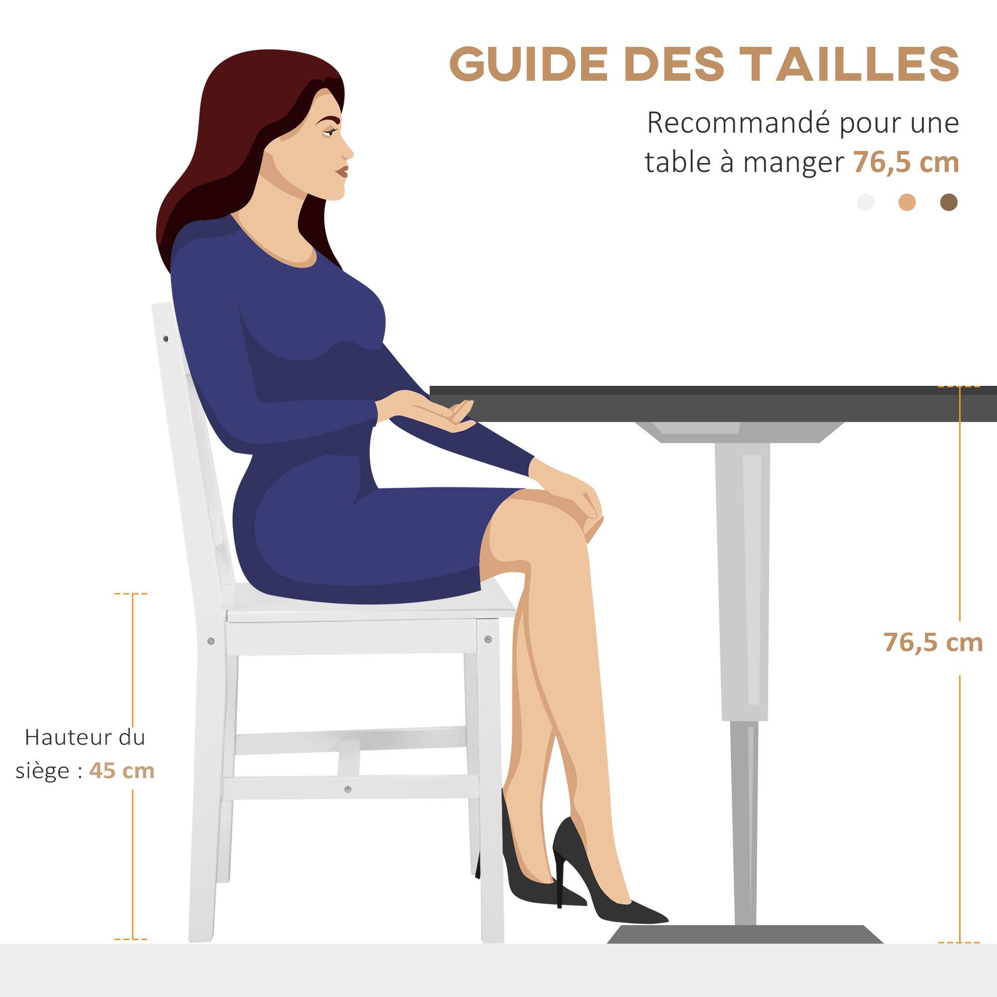 Lot de 2 chaises de salle à manger en bois massif chaise de cuisine dossier lattes esprit campagne blanc - Image 9
