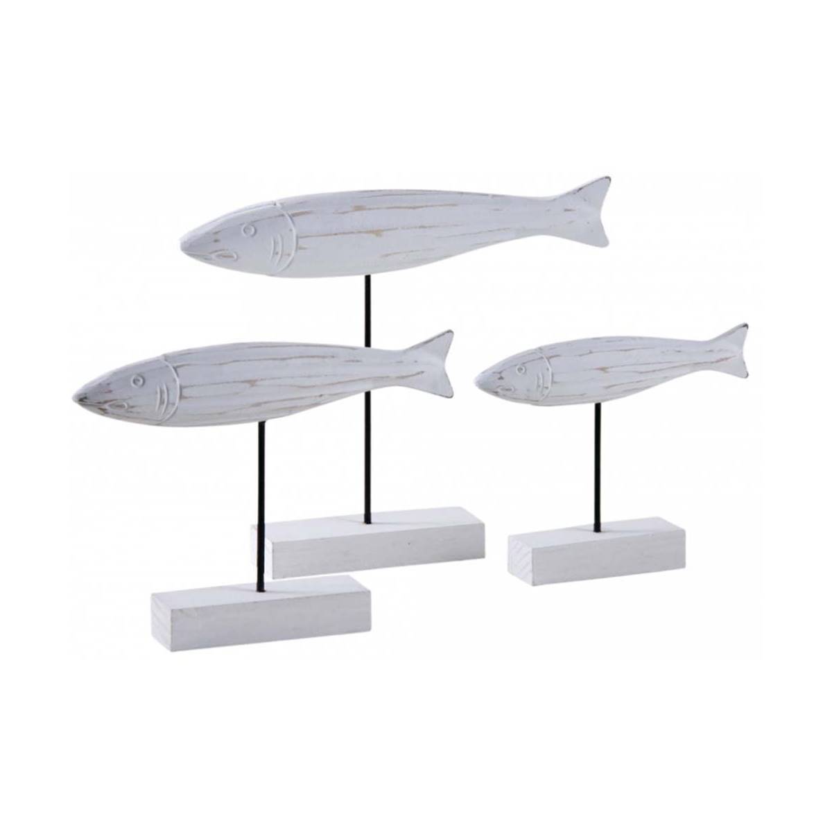 Aubry Gaspard - Poissons en bois blanc sur pieds (Lot de 3)