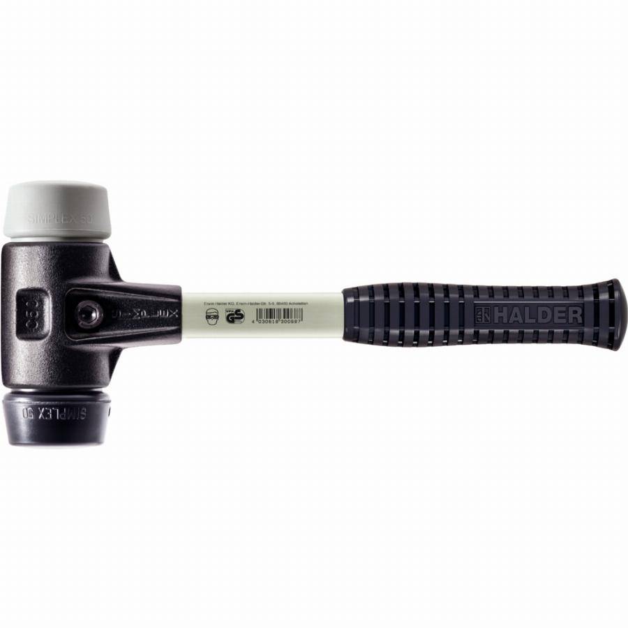 Maillet HALDER SIMPLEX caoutchouc chargé / TPE moyen avec boîtier en fonte malléable renforcée et manche en fibre de verre - D=40 mm - 3723.040