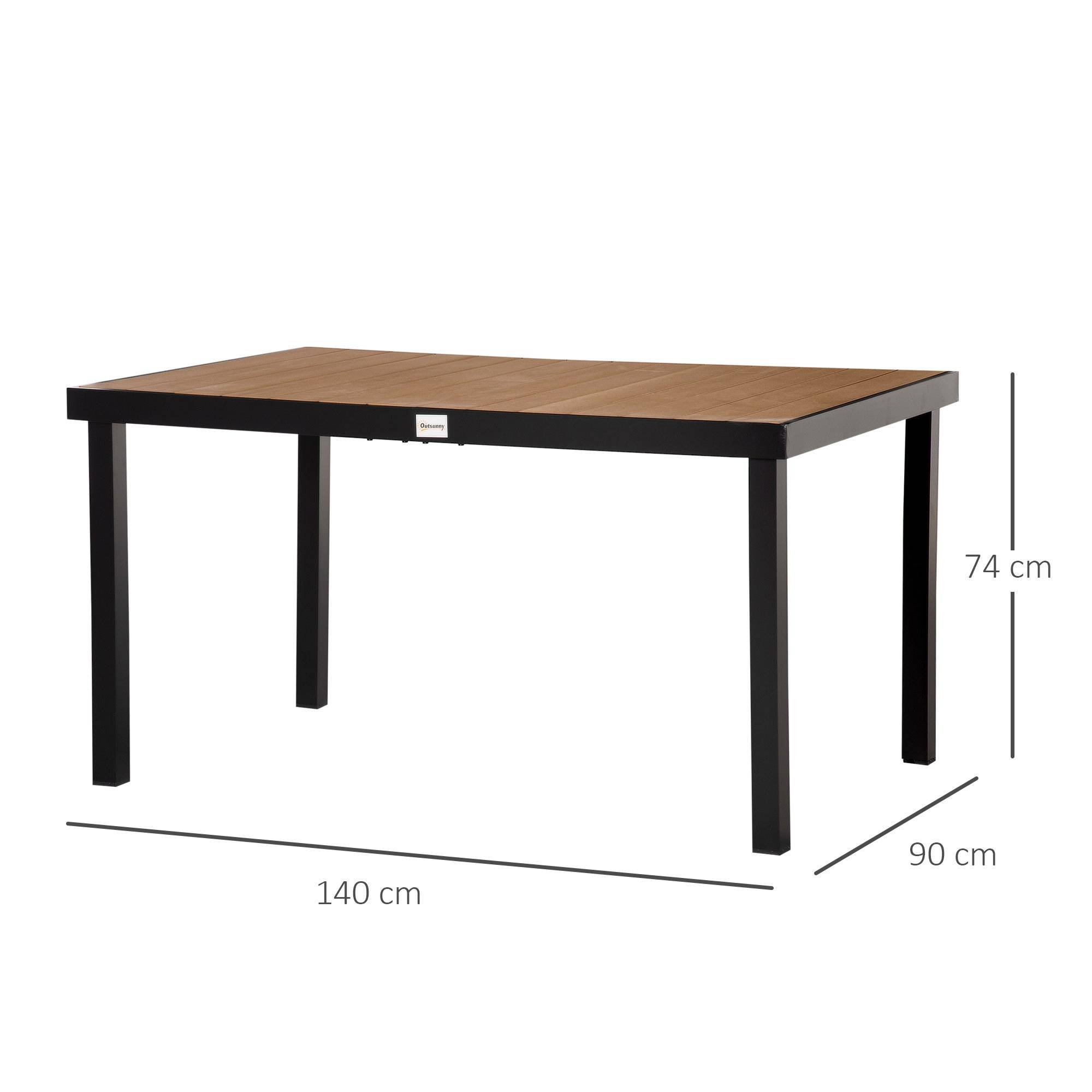 Table de repas extérieure aluminium aspect bois naturel 140 x 90 x 74 cm - PANGIVO - Image 5