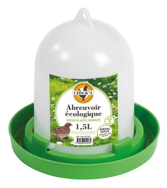 Chick'a - Abreuvoir plastique ligne verte pour caille 1.5L