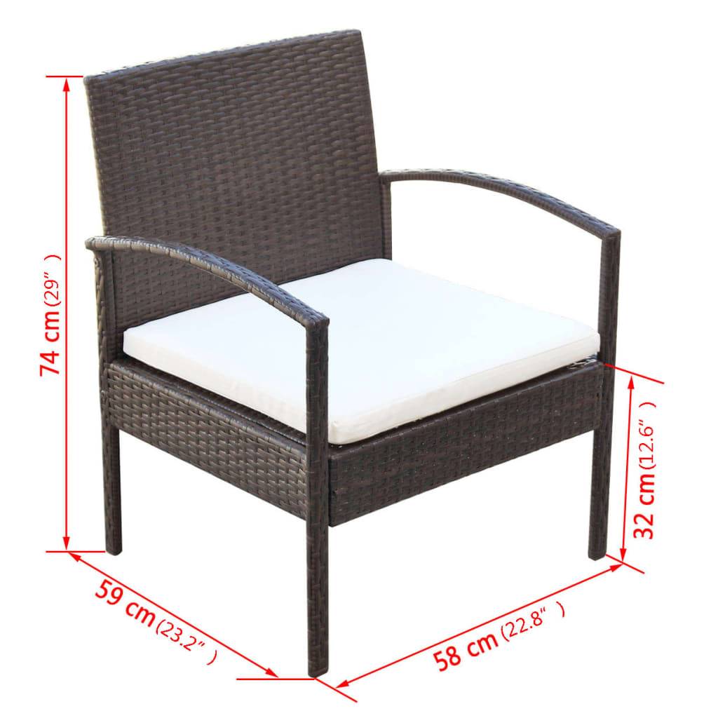 Helloshop26 - Salon de jardin meuble d'extérieur ensemble de mobilier 4 pièces avec coussins résine tressée marron - Image 6