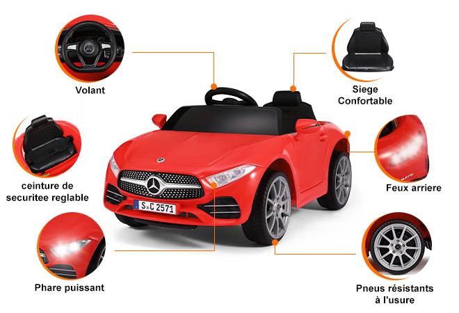 Voiture électrique pour enfants Mercedes-Benz CLS 350 (rouge) - Vitesse 2,5-4,5 km/h Éclairage LED et musique - Image 5
