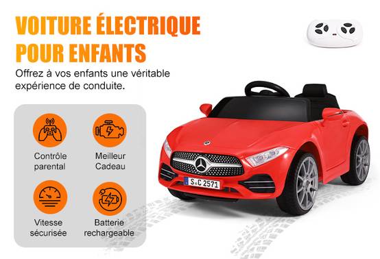 Voiture électrique pour enfants Mercedes-Benz CLS 350 (rouge) - Vitesse 2,5-4,5 km/h Éclairage LED et musique - Image 3