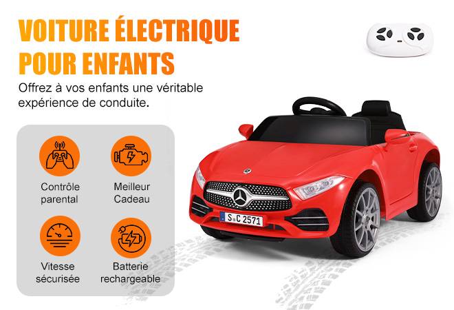 Voiture électrique pour enfants Mercedes-Benz CLS 350 (rouge) - Vitesse 2,5-4,5 km/h Éclairage LED et musique - Image 3