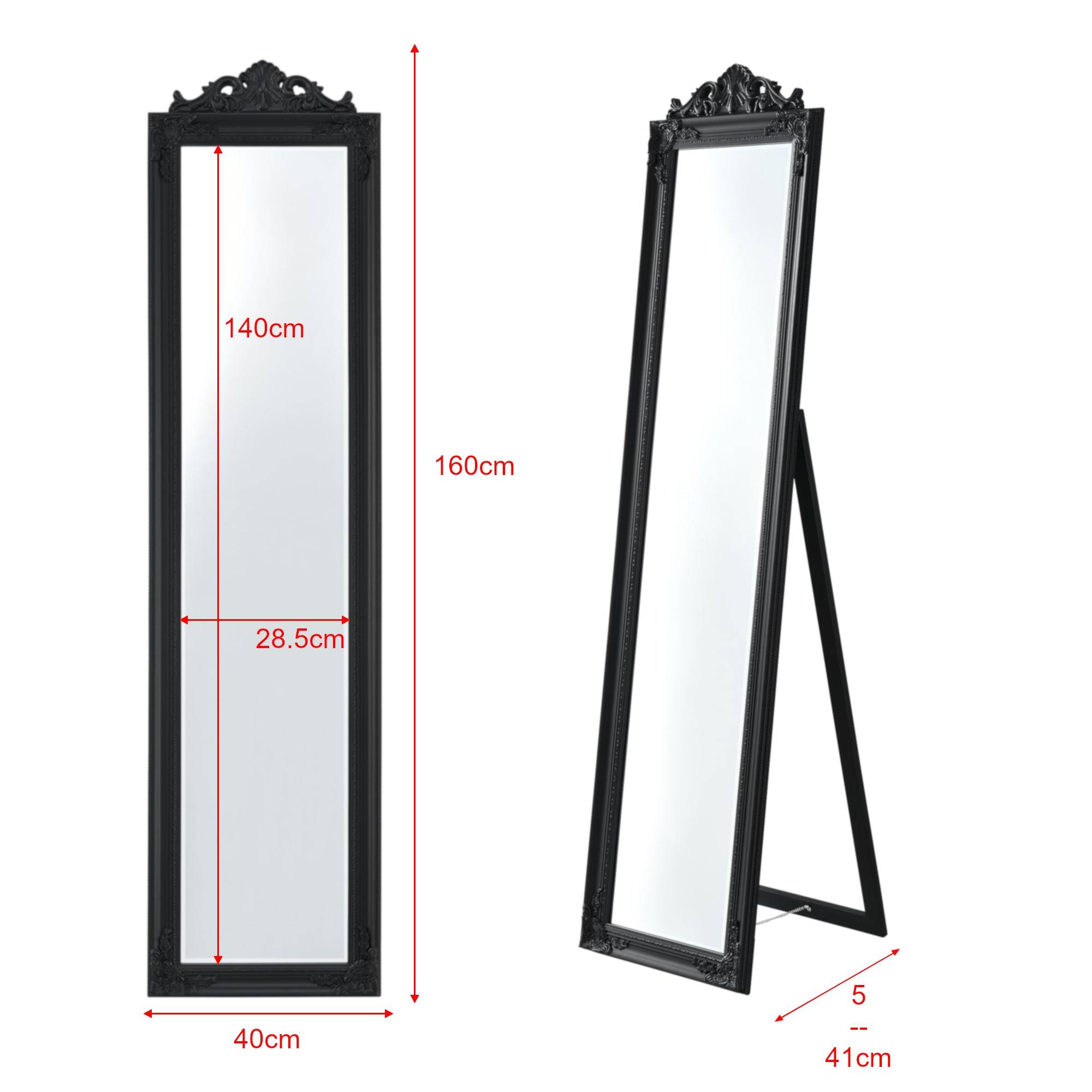 Helloshop26 - Miroir sur pied inclinable 160 x 40 cm noir mat - Image 4