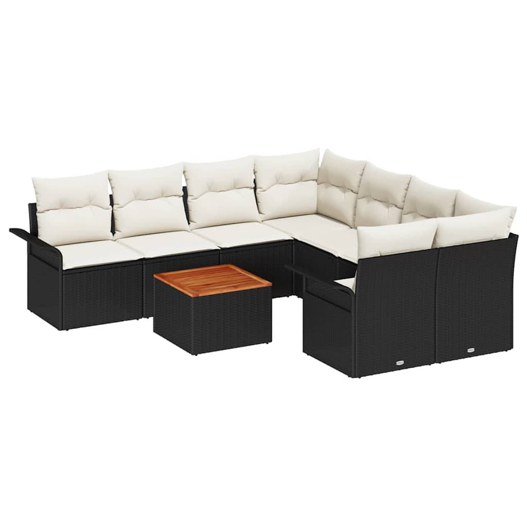 Vidaxl - Ensemble de canapé de jardin avec coussin 9 pcs Noir polyrotin vidaXL 3347306 - Image 2