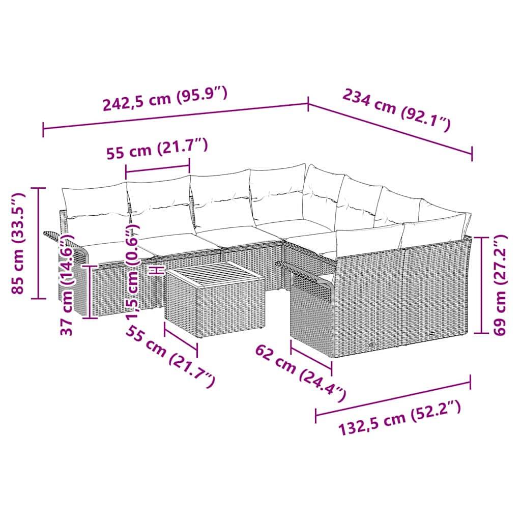 Vidaxl - Ensemble de canapé de jardin avec coussin 9 pcs Noir polyrotin vidaXL 3347306 - Image 3