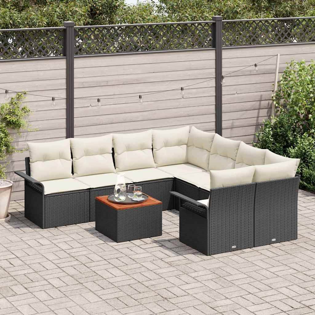 Vidaxl - Ensemble de canapé de jardin avec coussin 9 pcs Noir polyrotin vidaXL 3347306 - Image 1
