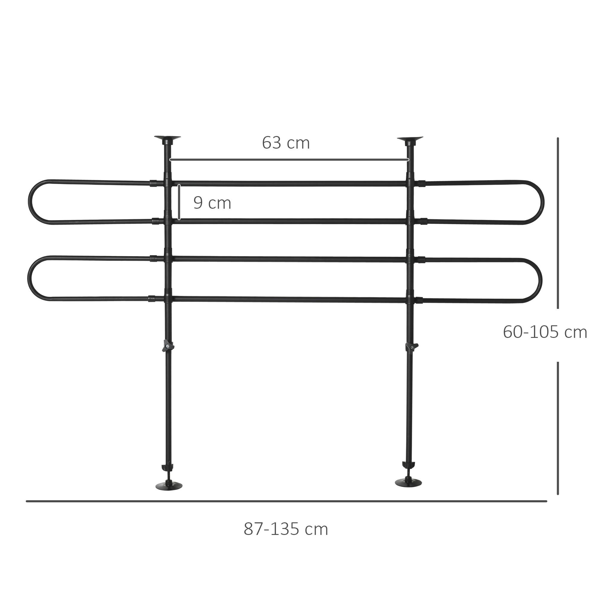 Sans Marque - Barrière sécurité chiens voiture grille protection acier coffre/bagages largeur/hauteur réglables 87-135x60-105 cm noire - Image 5