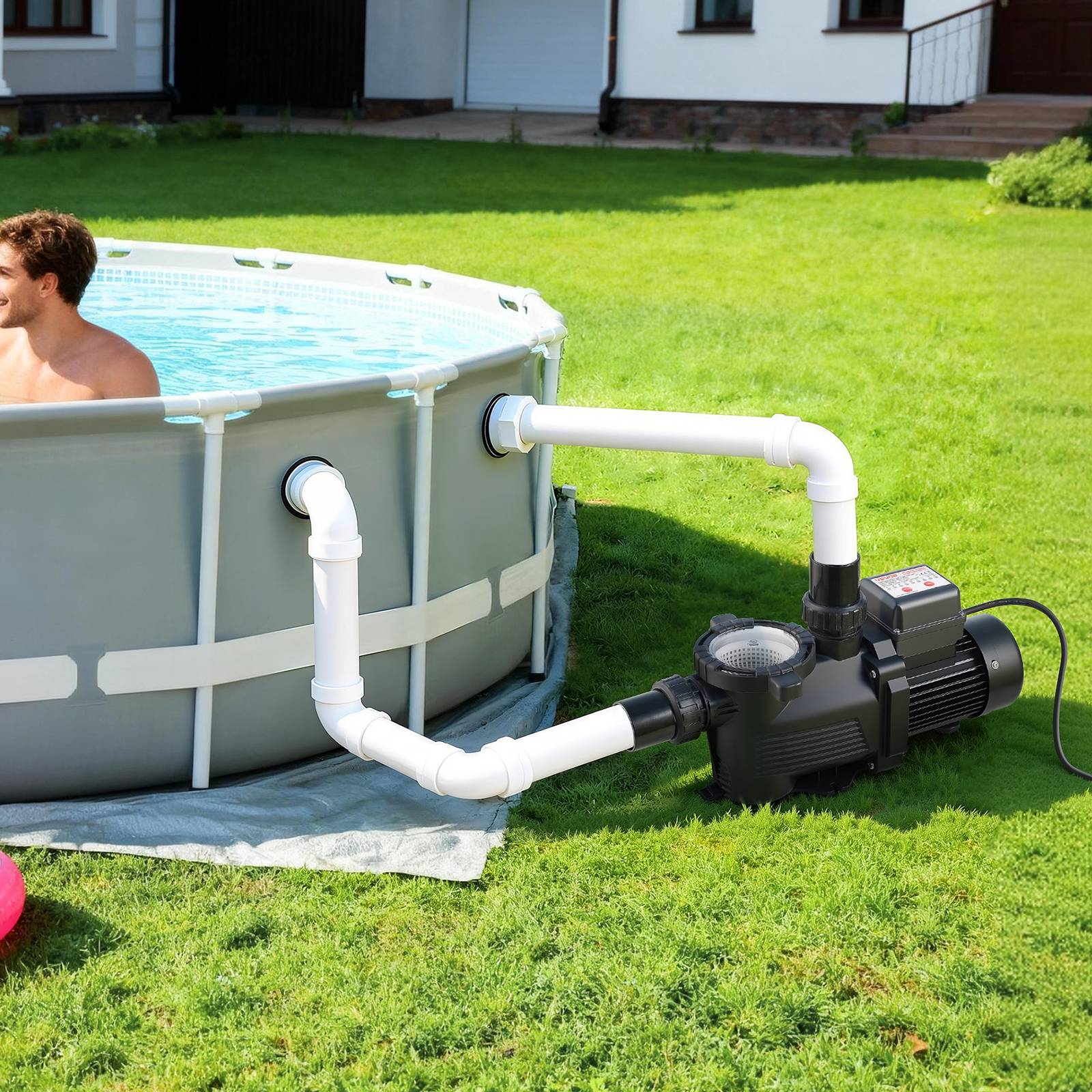 Vevor - VEVOR Pompe piscine 550 W, 14 000 L/h, refoulement 12 m, monovitesse, panier filtrant, minuterie 24 h, 220-240 V. - Image 8