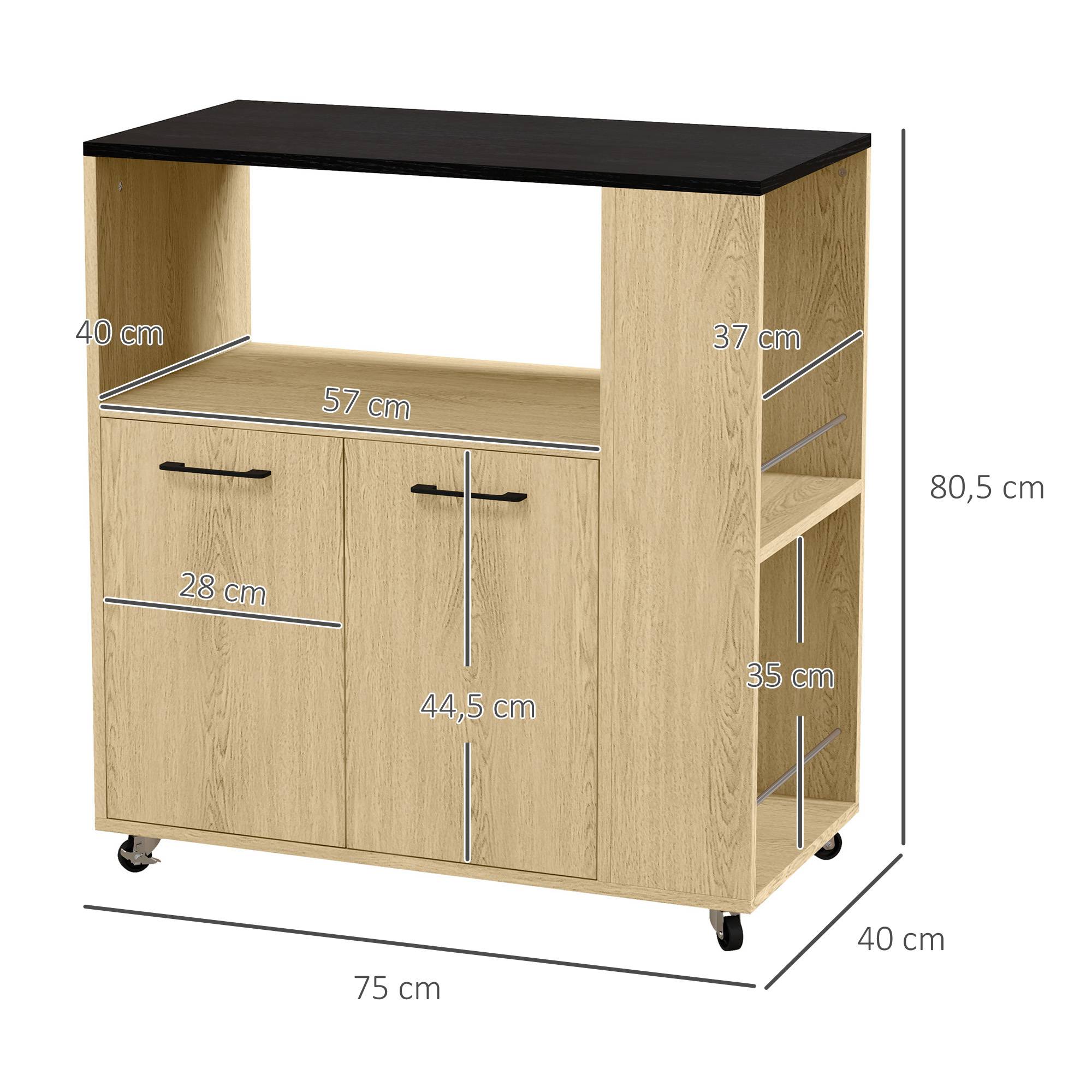 Sans Marque - Desserte chariot cuisine multi rangements roulettes 75x40x80,5 cm - Image 5