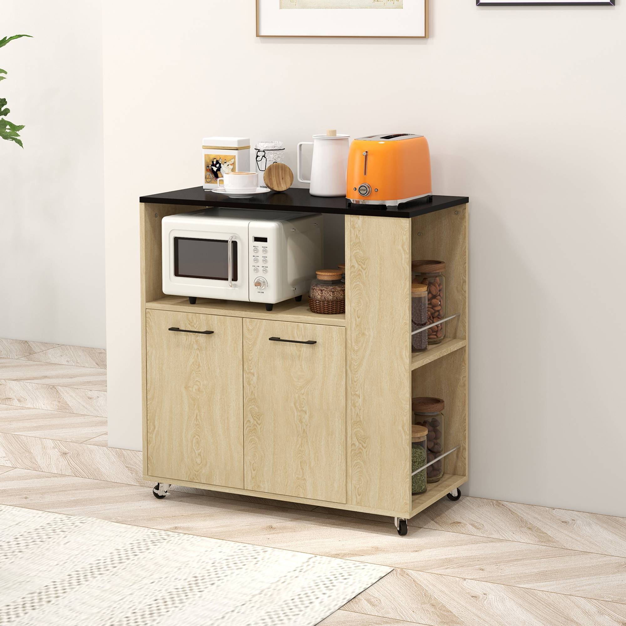 Sans Marque - Desserte chariot cuisine multi rangements roulettes 75x40x80,5 cm - Image 3