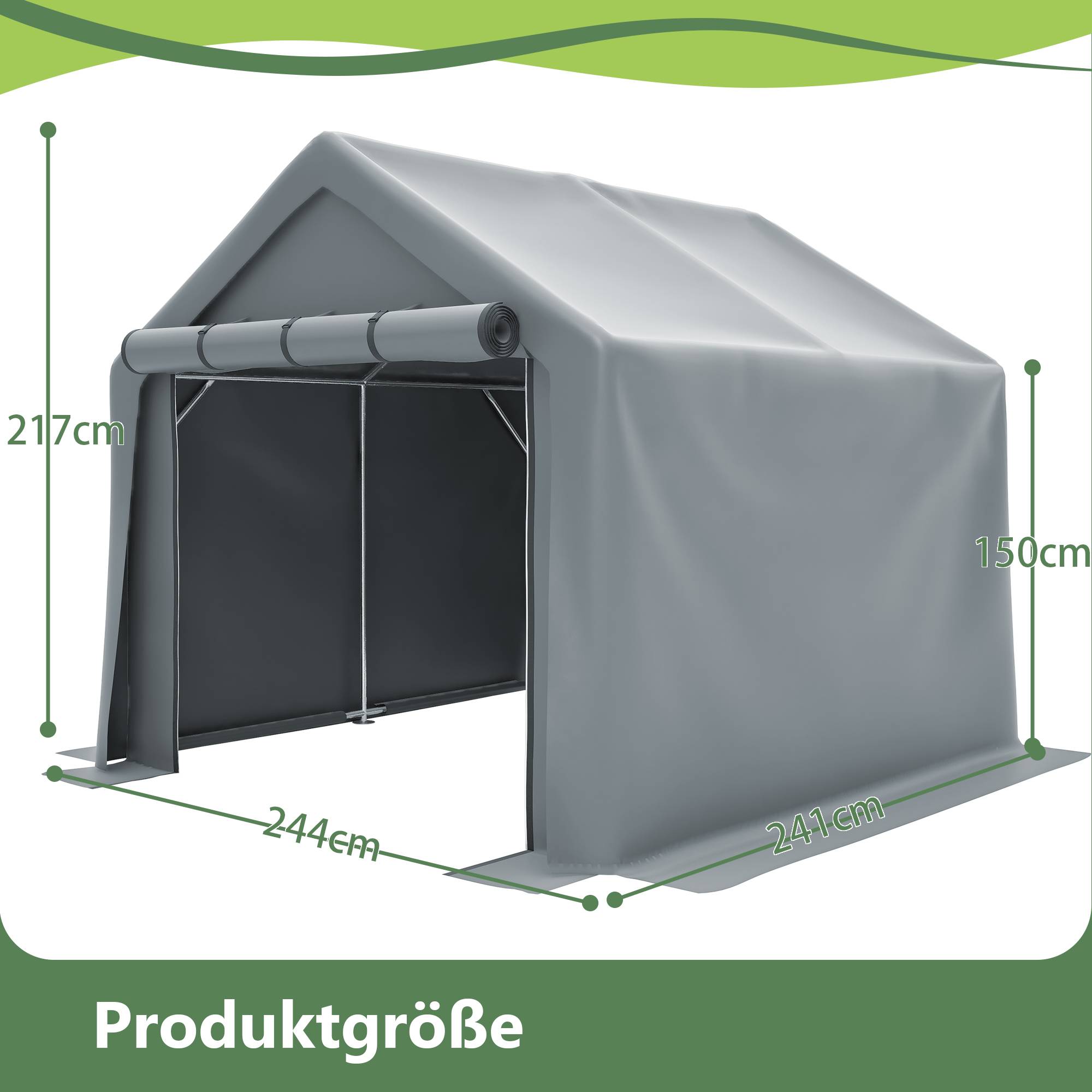 PANGIVO - Tente garage acier et PE gris foncé 244 x 241 x 217 cm - PANGIVO - Image 2