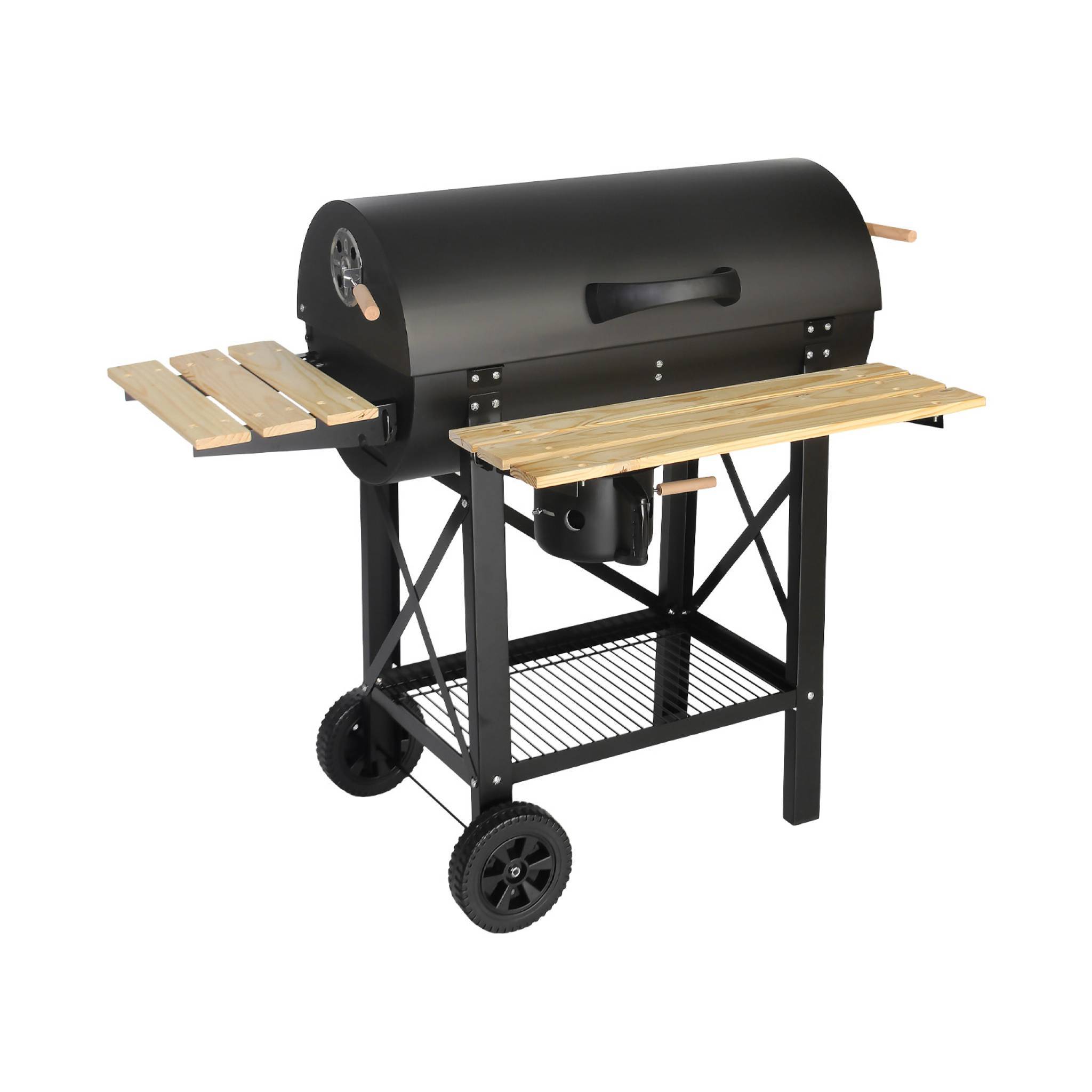 sweeek - Barbecue américain charbon de bois - Serge noir - Smoker américain avec aérateurs. récupérateur de cendres. fumoir | sweeek - Image 1