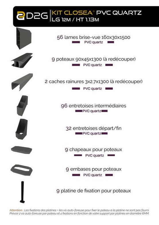 Closea - Kit cloture - Lame 16cm - PVC Quartz - LG: 12m x H: 1m13 Closea - Image 4