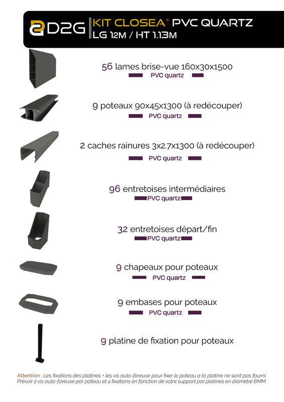Closea - Kit cloture - Lame 16cm   - PVC Quartz - LG: 12m x H: 1m13 Closea - Image 4