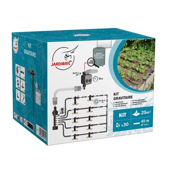 Jardibric - Kit Goutte à Goutte Jardibric 25m² avec Programmateur 40m Micro Tuyau Ø6mm 30 Goutteurs Réglables 5 Sorties Irrigation Autonome Sans Pression - Image 2