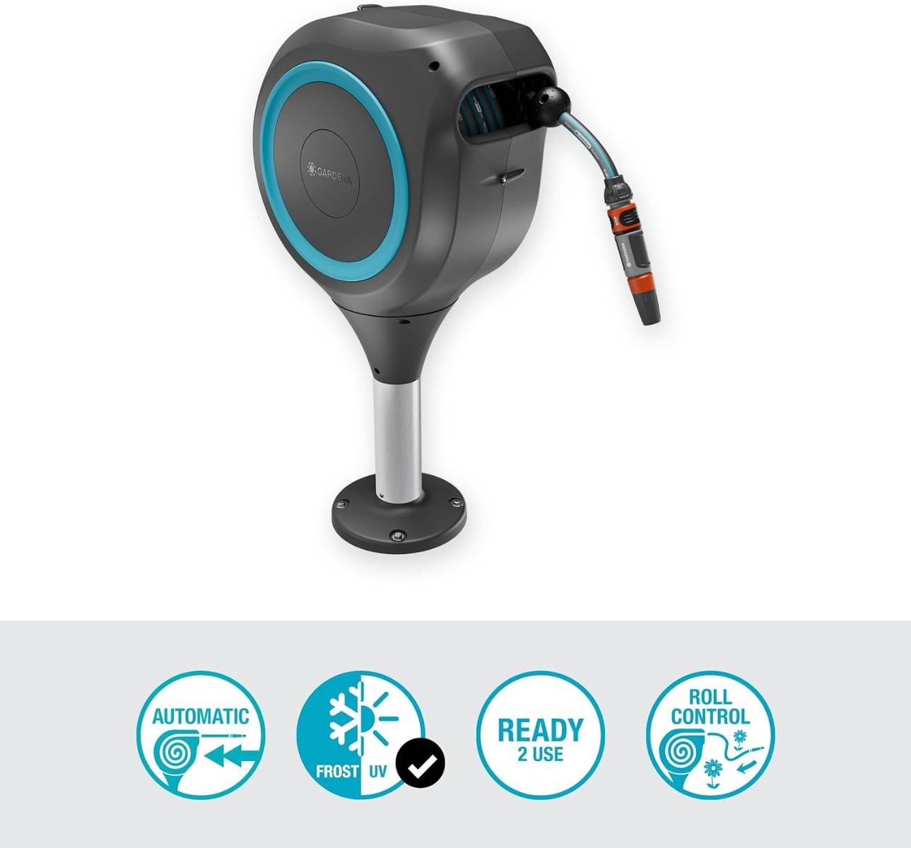 Gardena - Dévidoir automatique pour terrasse RollUp S - 15 m - GARDENA - Bleu turquoise - 18605-20 - Image 2