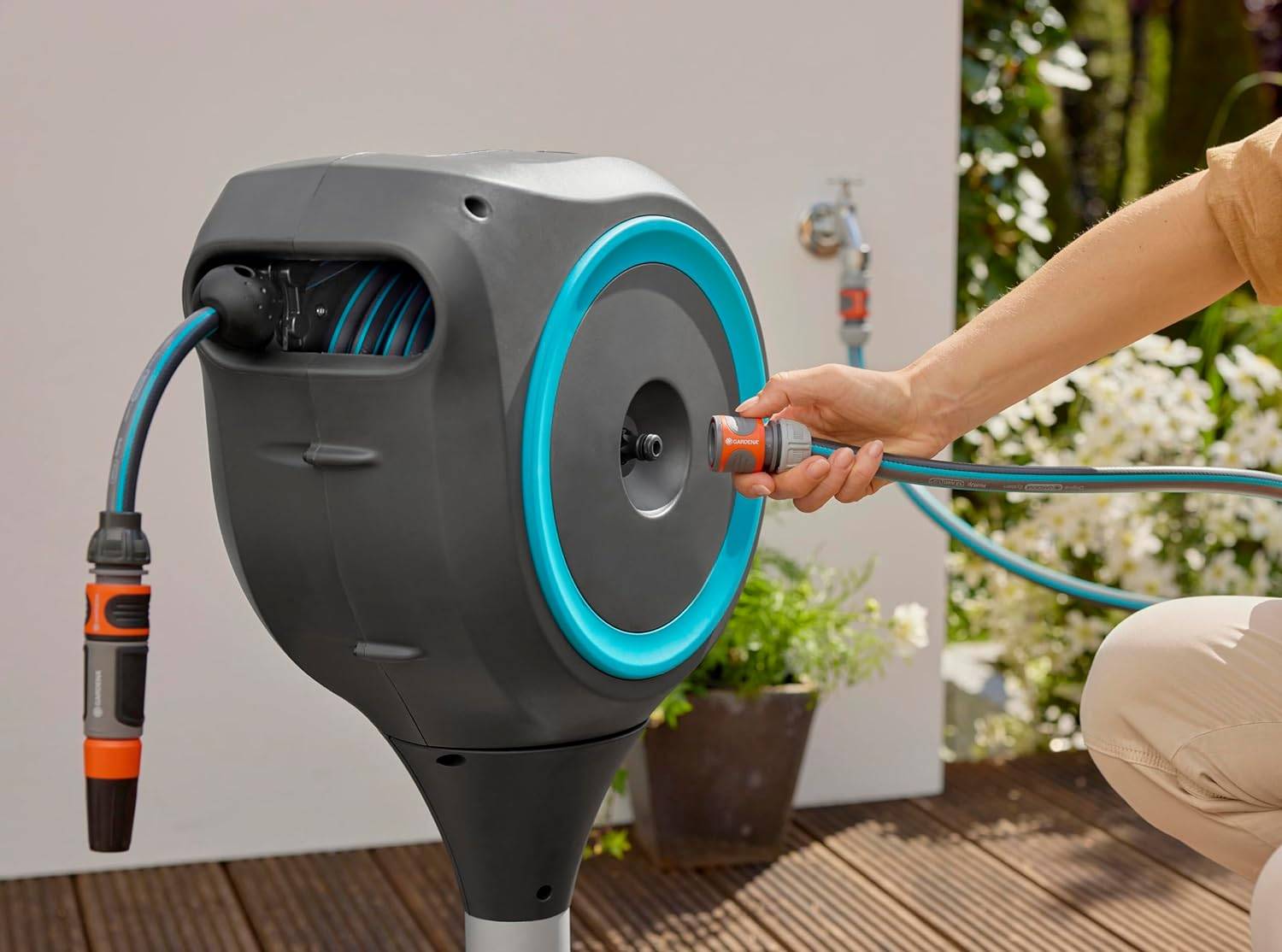 Gardena - Dévidoir automatique pour terrasse RollUp S - 15 m - GARDENA - Bleu turquoise - 18605-20 - Image 4