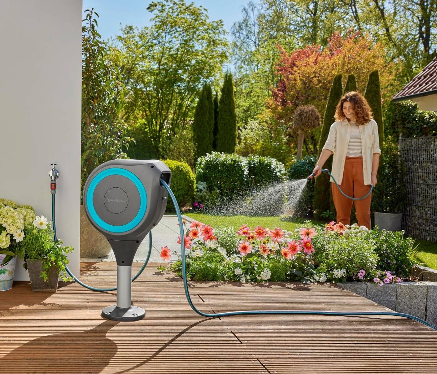 Gardena - Dévidoir automatique pour terrasse RollUp S - 15 m - GARDENA - Bleu turquoise - 18605-20 - Image 6