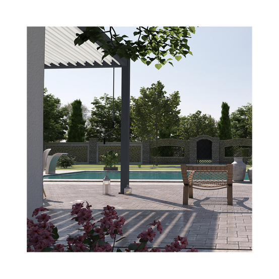 Ombrea - Pergola bioclimatique Ombréa VS 3x6M adossée - Anthracite/blanc - V2 - Image 10