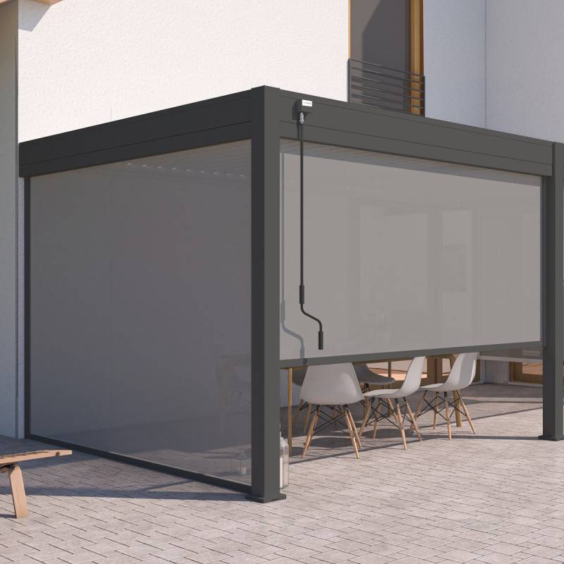 Ombrea - Pergola bioclimatique Ombréa VS 3x6M adossée - Anthracite/blanc - V2 - Image 9