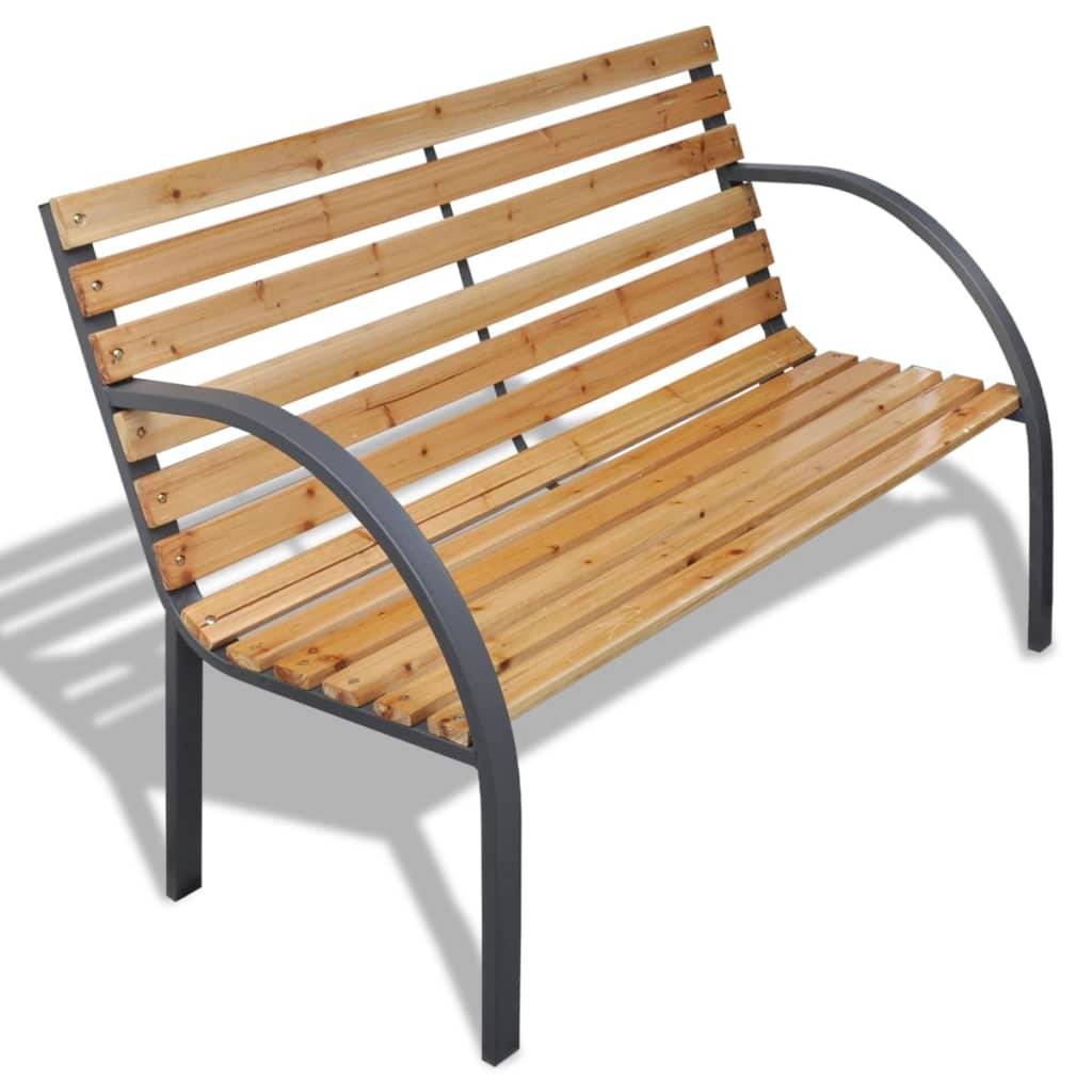 Helloshop26 - Banc de jardin meuble de patio d'extérieur terrasse 120 x 62 x 82 cm bois et fer - Image 1