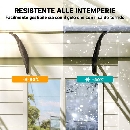 Auvent Porte Entrée Polycarbonate et Aluminium Fenêtre Protection Pluie 90x295cm Transparent - ComfortXL Outdoor Living - Image 8