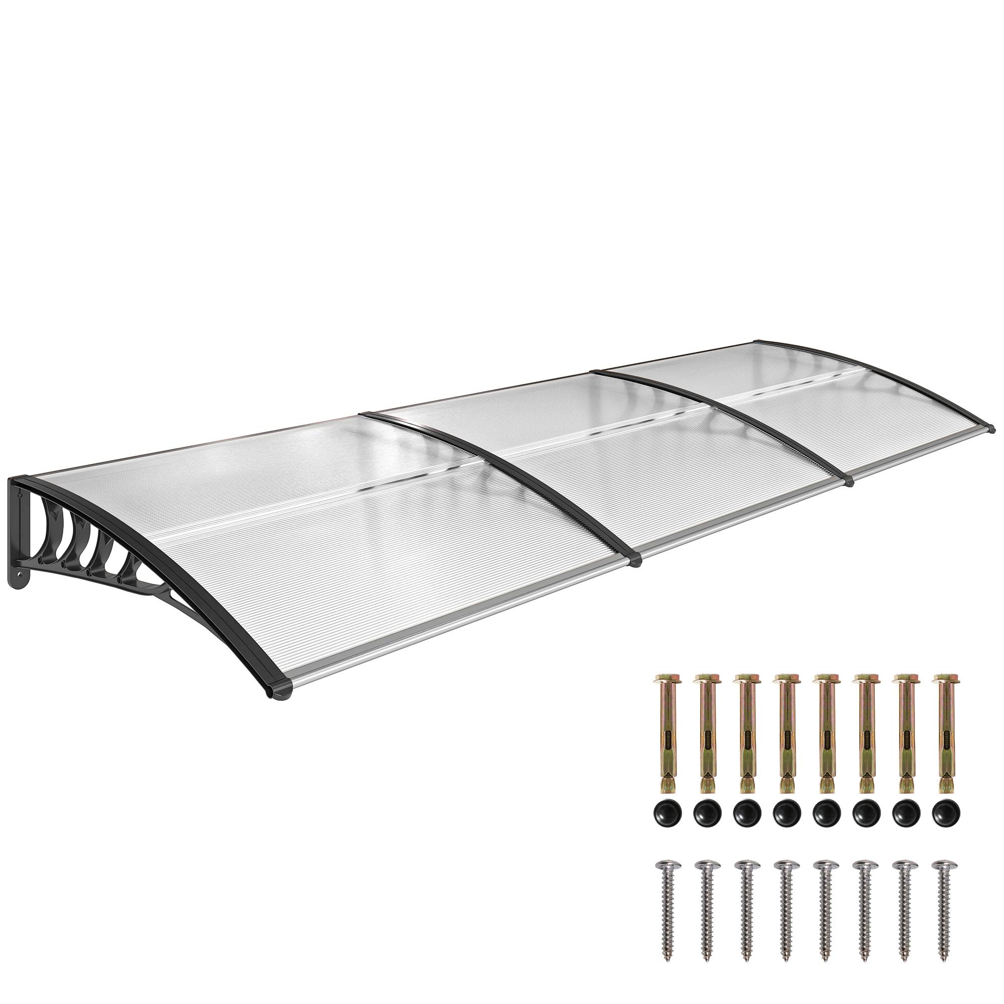 Auvent Porte Entrée Polycarbonate et Aluminium Fenêtre Protection Pluie 90x295cm Transparent - ComfortXL Outdoor Living - Image 1