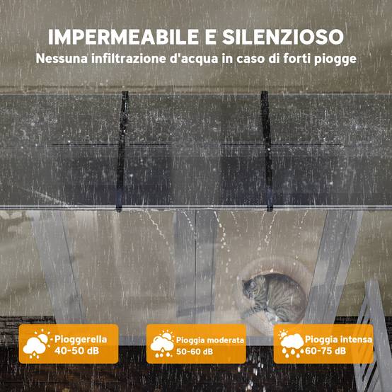 Auvent Porte Entrée Polycarbonate et Aluminium Fenêtre Protection Pluie 90x295cm Transparent - ComfortXL Outdoor Living - Image 7